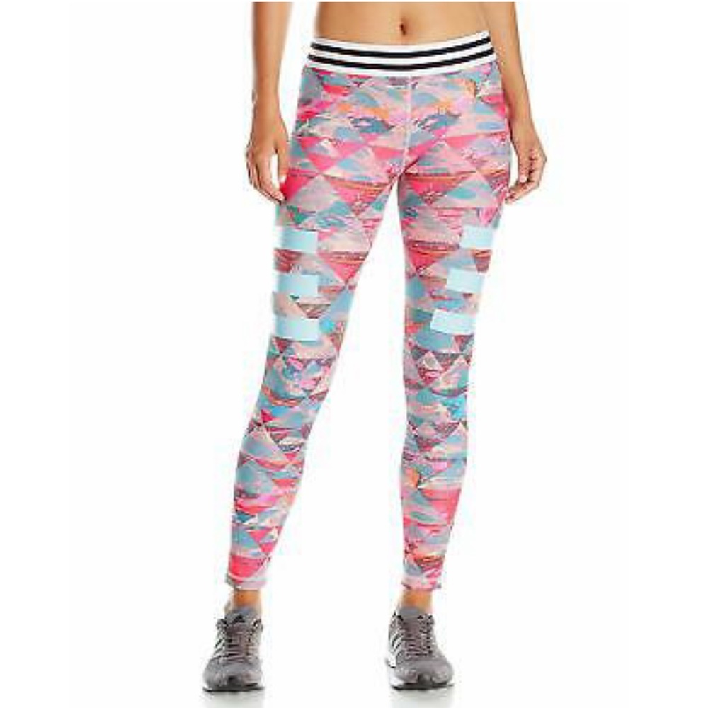Adidas multi color blue pink XS striped leggings